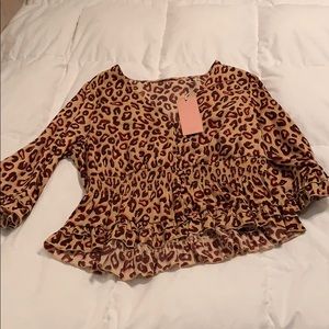 Scotch & Soda V Neck Blouse Leopard Print
